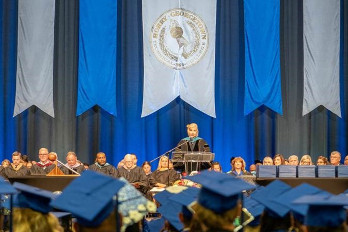 HGTC President, Dr. Marilyn Murphy Fore, presides over HGTC’s 59th Commencement Ceremony on May 13, 2025 at the HTC Center on CCU's Campus.