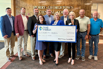 Duke Energy presents a $40,000 grant to HGTC Foundation in honor of National Lineworker Appreciation Day to benefit the College’s Electrical Lineworker Technician Program.