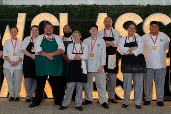 Lui Wilson, HGTC Culinary Arts Instructor (far right), Elizabeth Walters, HGTC Culinary Arts Adjunct Instructor (far left), and HGTC’s Culinary Arts Students Shine at Charleston’s Food & Wine Classic.