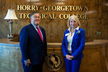 Dr. Marilyn “Murph” Fore (right), HGTC President, proudly welcomed Jee Hang Lee (left), President and CEO of the Association of Community College Trustees (ACCT), to its Conway Campus on Tuesday as part of his national tour of technical colleges.