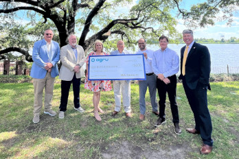 AGRU America Presents $5,000 check to HGTC Foundation During Palmetto Giving Day.